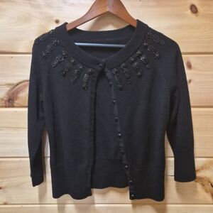 Elegant Black Women's Sweater with Beaded Detailing
